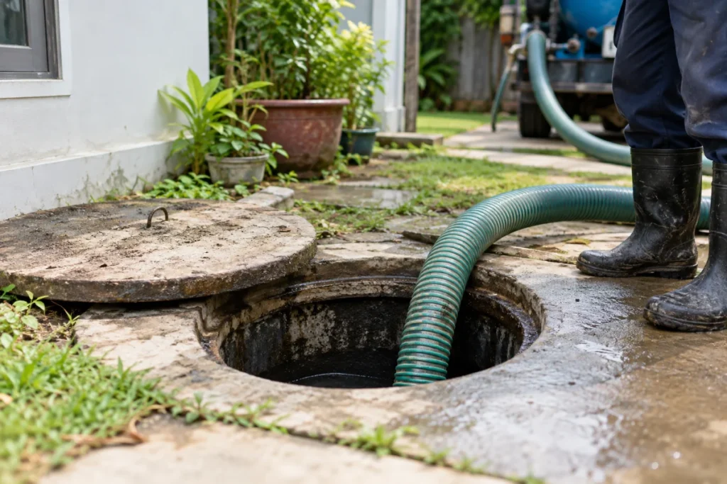Bể phốt đầy cần hút Hoàng Phát